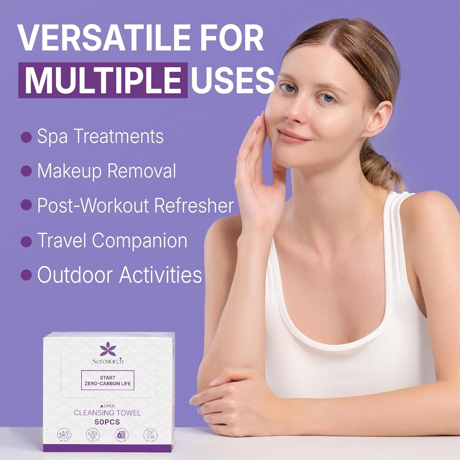 Disposable Face Towels (50 Count) – XL 10″x12″ Ultra Thick Facial Cleansing