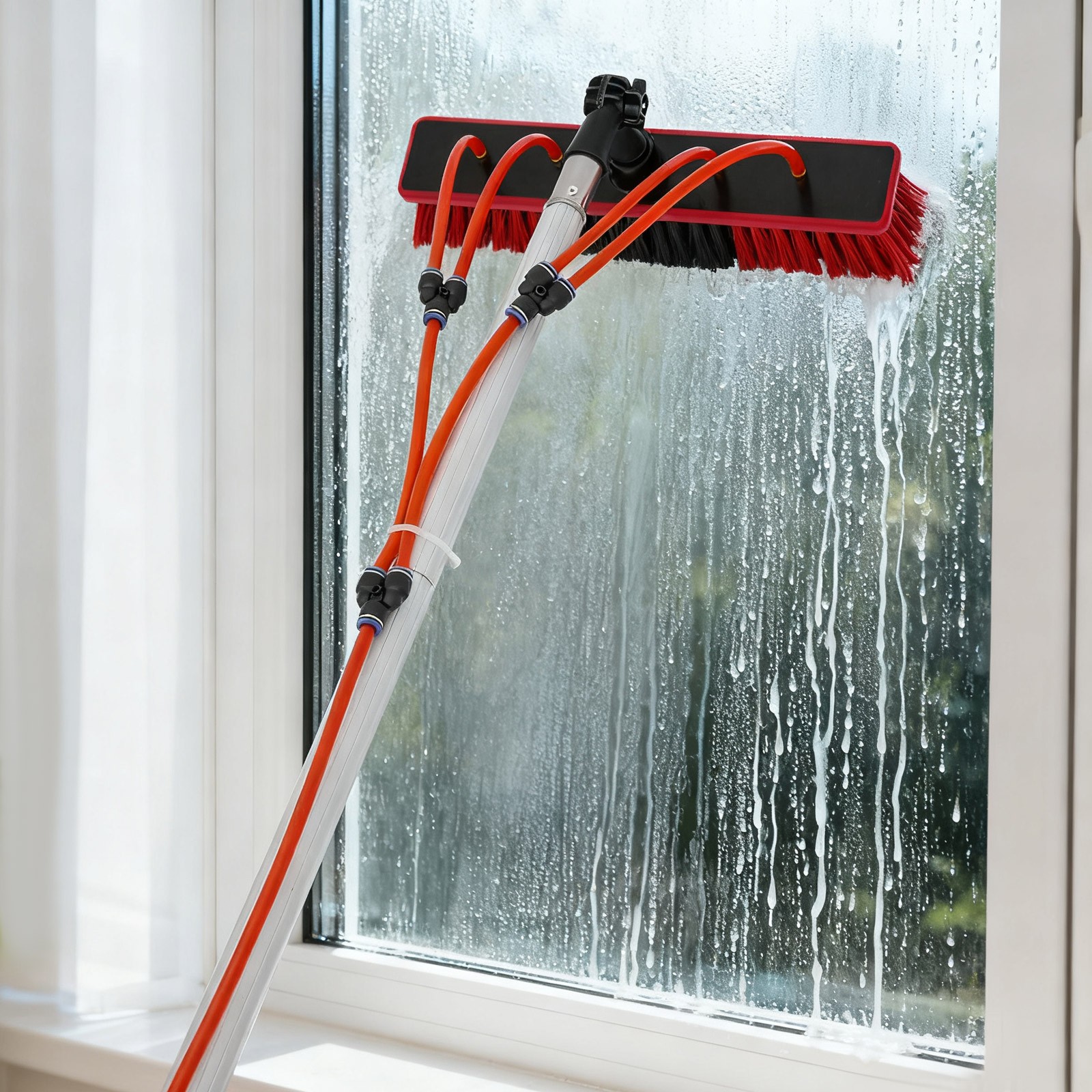 Long Reach Solar Panel Cleaning Brush Kit, Window Cleaning Water-Fed Rod Kit, 3m