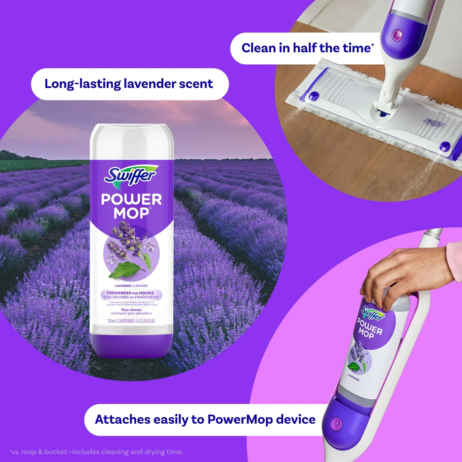 New Swiffer PowerMop Liquid Floor Cleaner Solution, Lavender, (25.3 oz, 2 Pack)