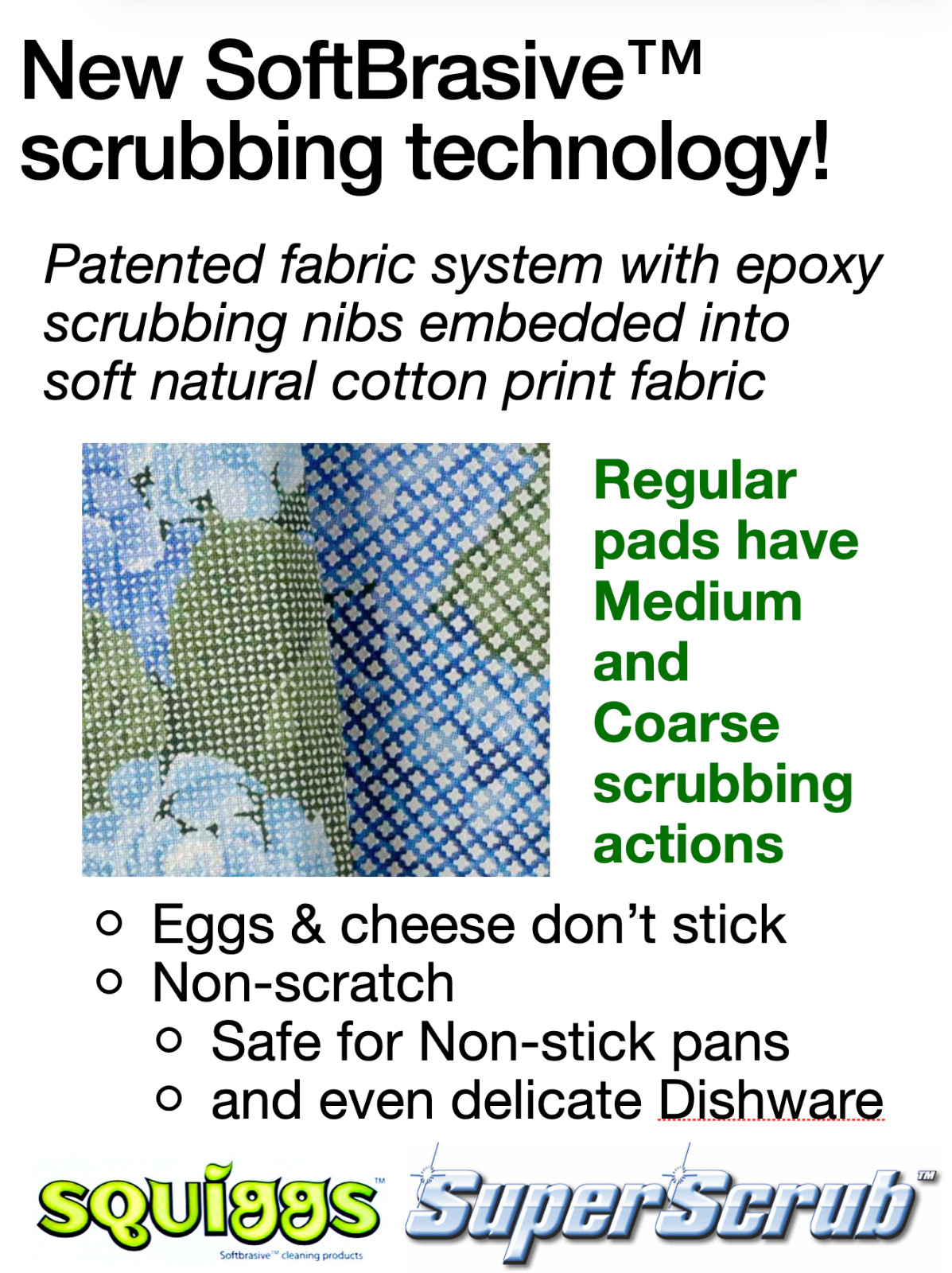 6 Pack SuperScrub Regular Scrub Pads Non Scratch Artsy Fun Pattern Lot