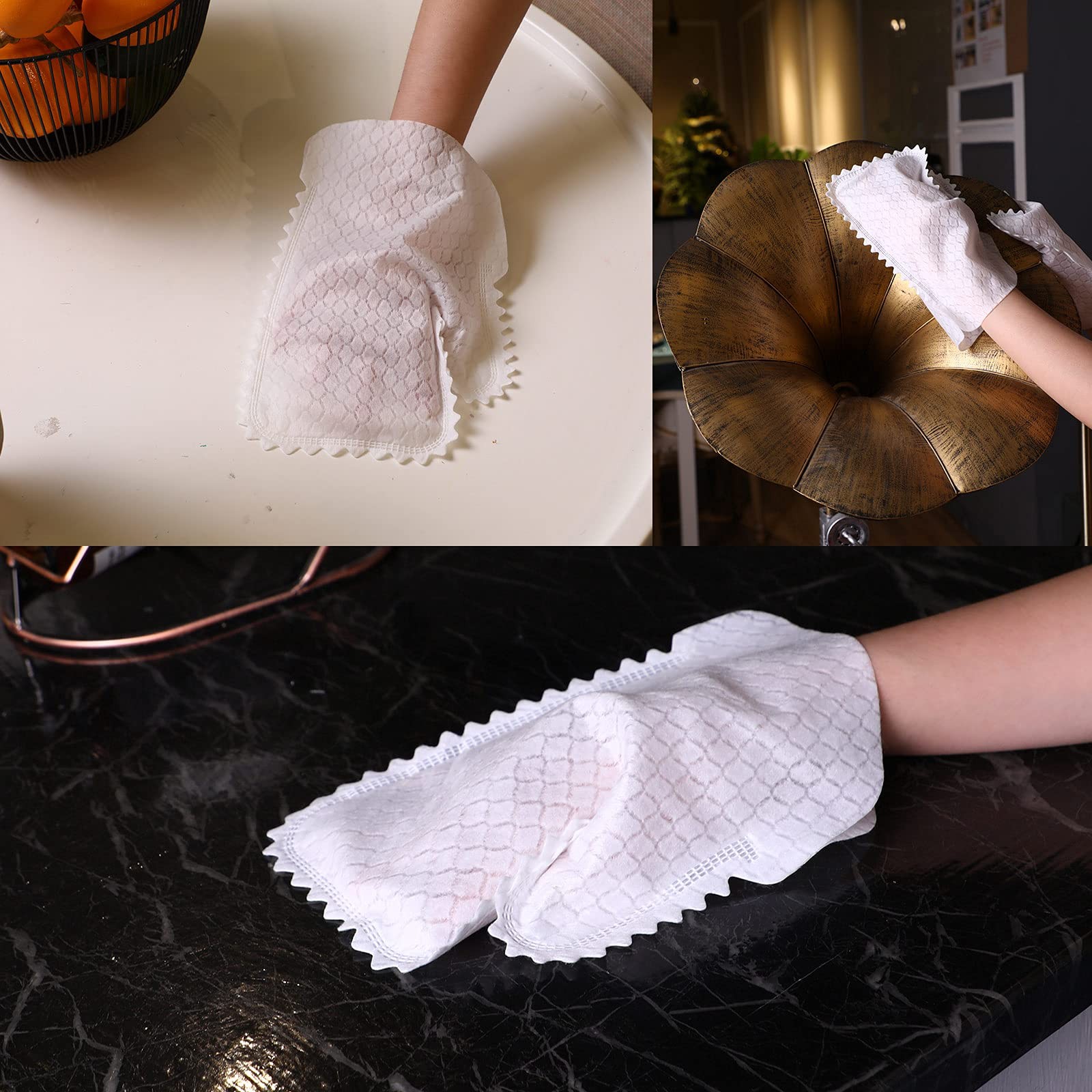 60 Pieces White Microfiber Dusting Gloves Artisan 60 Count (Pack of 1),