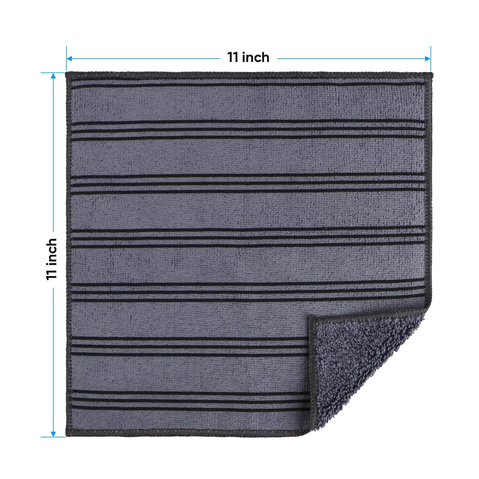 HOMEXCEL Microfiber Cleaning Cloth, Kitchen Towels 11 x 11 inch, White/Grey