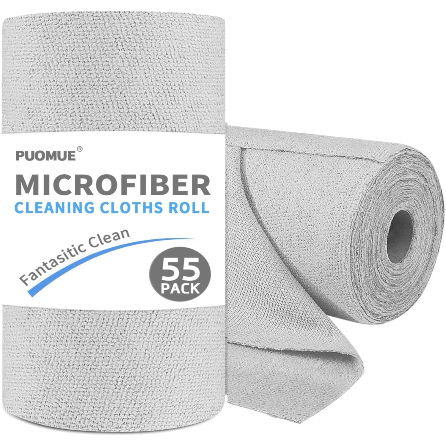 55 Pack Microfiber Cleaning Cloth Roll, Tear Away Reusable Paper Towels, 11″X9″