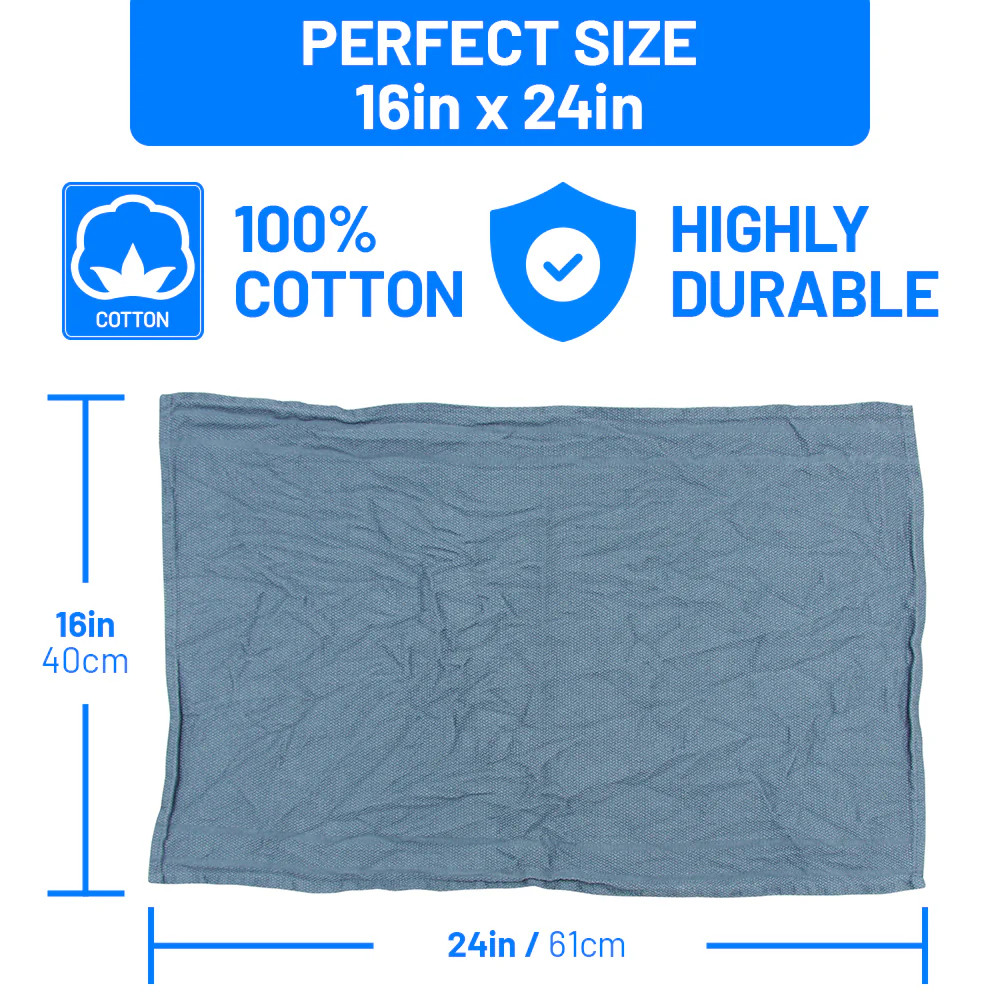 Heavy Duty Recycled Surgical Huck Towels Blue Grey 24in X 16in