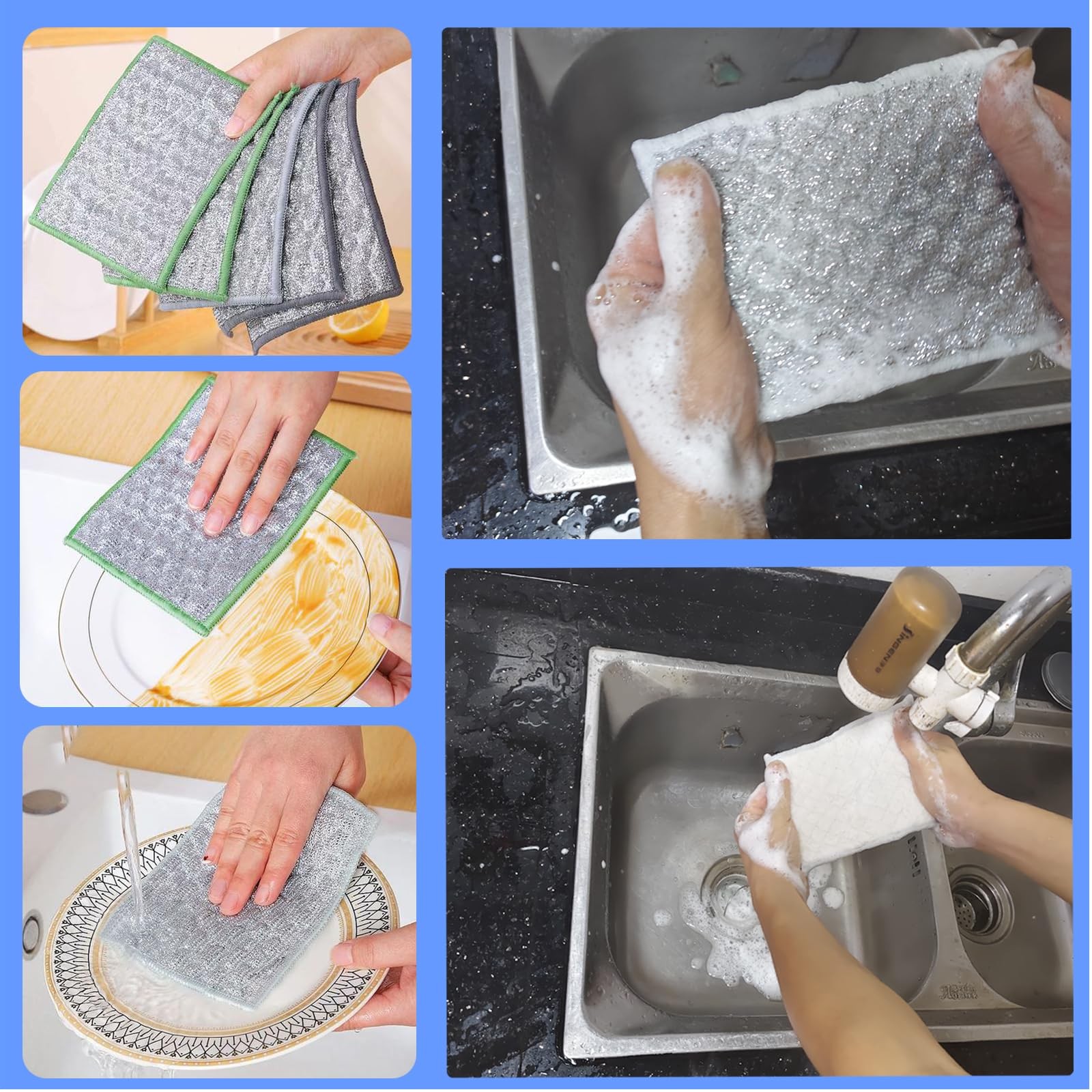 New thickened double-sided metal wire dishwashing cloth, suitable for both dr…