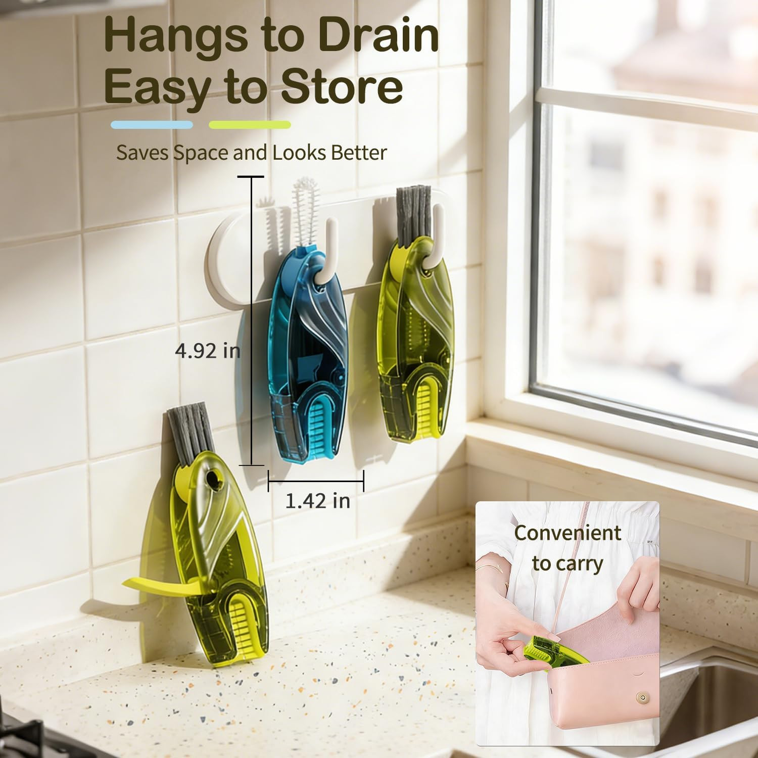 3 in 1 Cup Lid Gap Cleaning Brush Set, 2PCS Multifunctional Bottle Cleaning B…