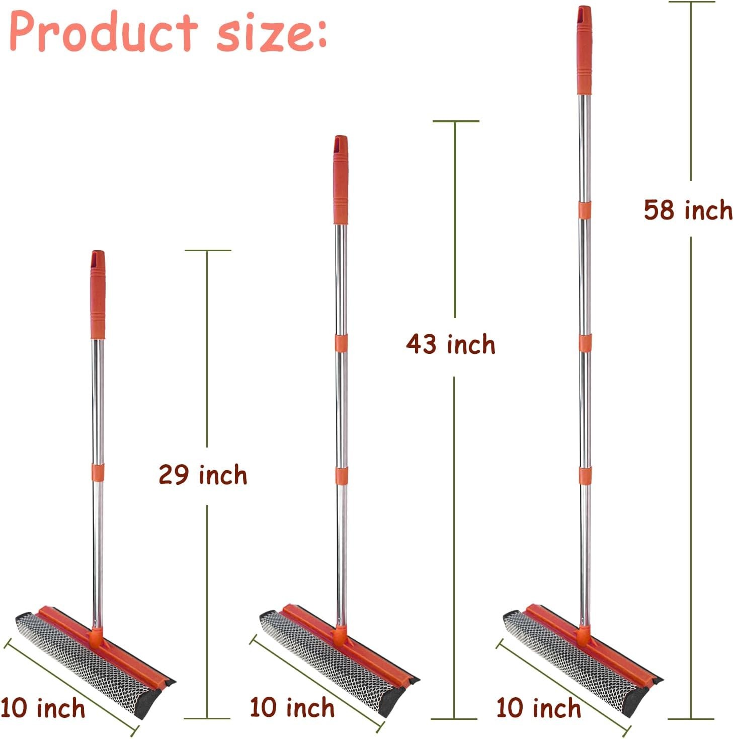 Window Squeegee Cleaner Tool Extension Pole 58″ Telescopic Washing Equipment