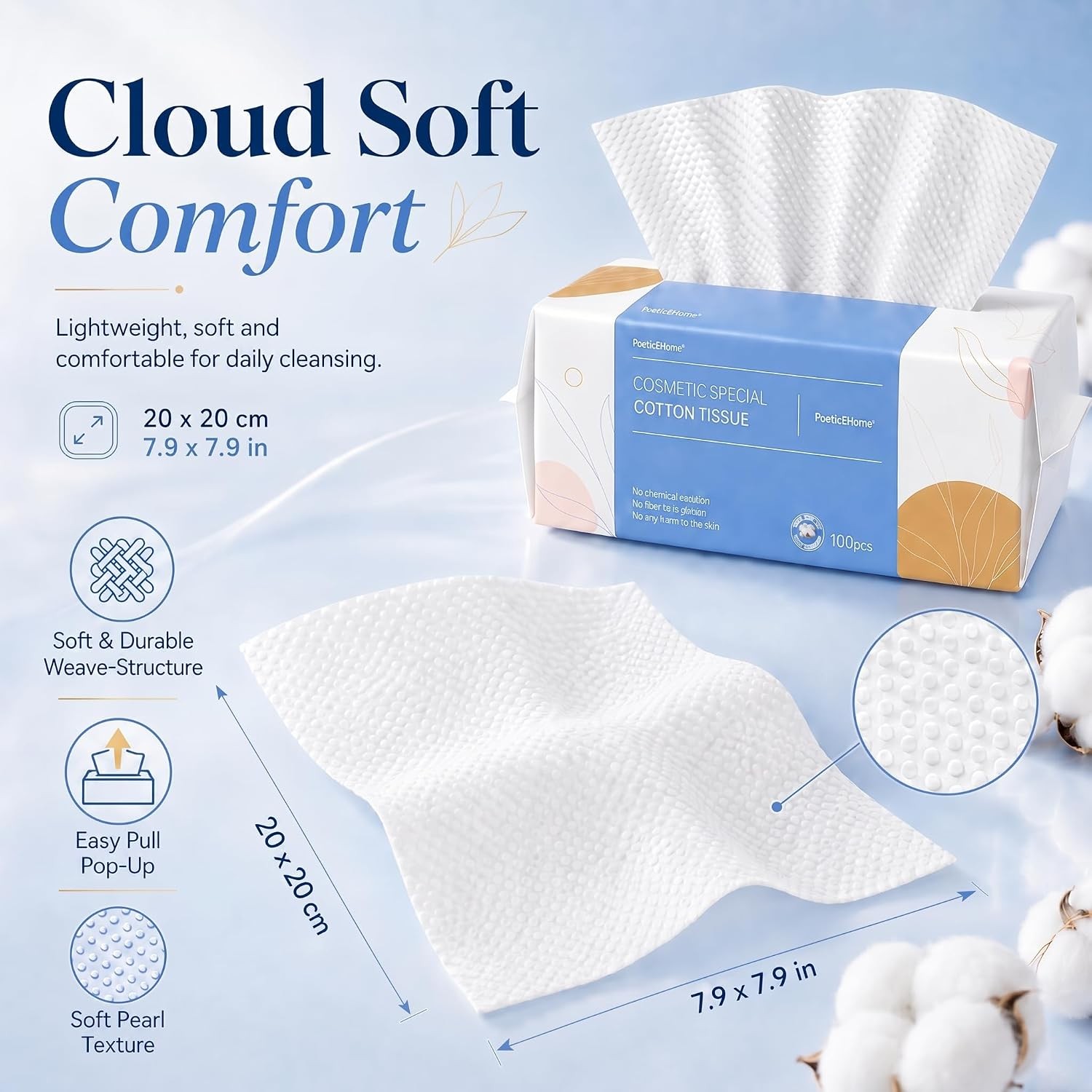 Face Towel Disposable – Ultra Soft Cotton Tissue Dry Wipes – Lint Facial