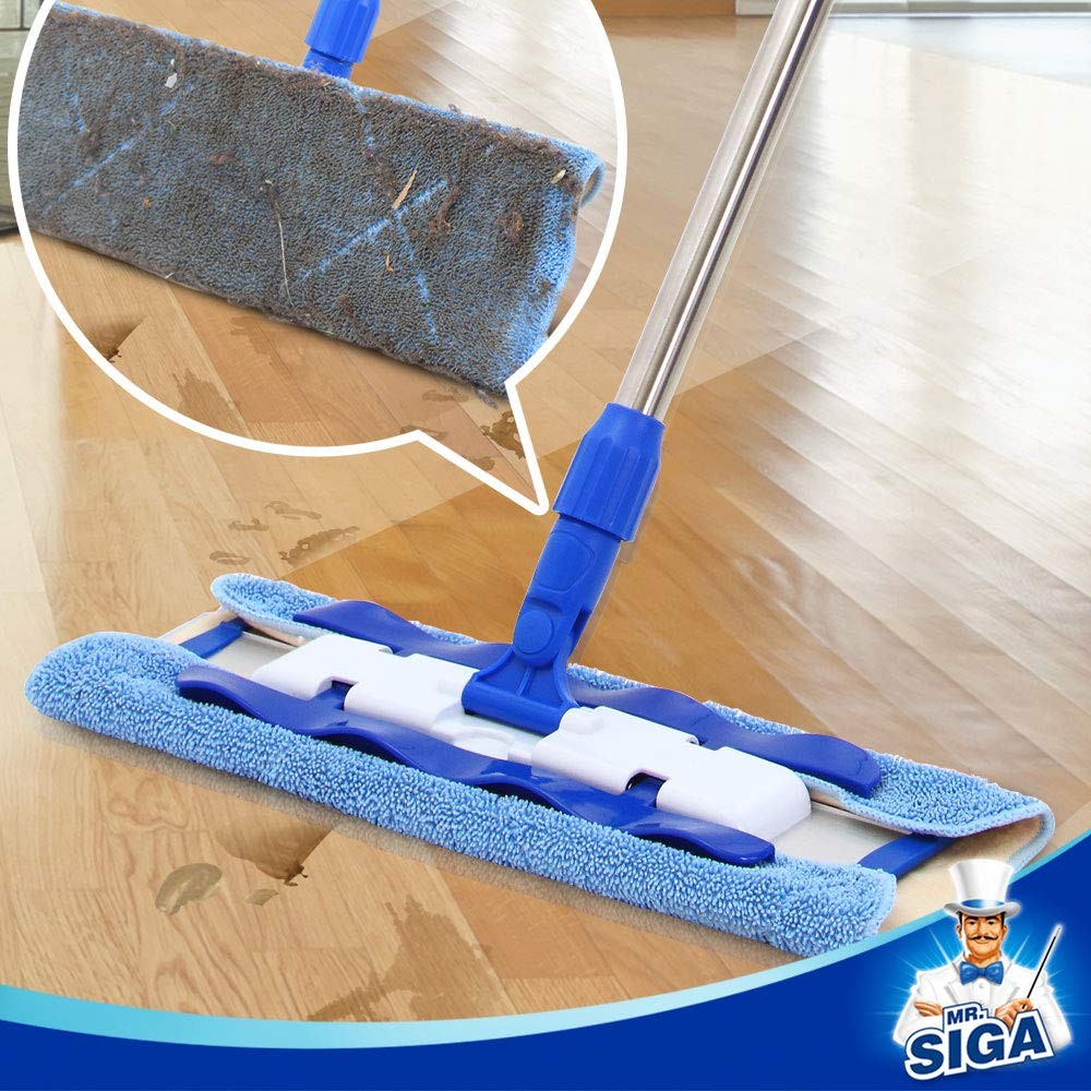 MR.SIGA Microfiber Mop with 3 Reusable Refills for Hardwood & Tile Floors