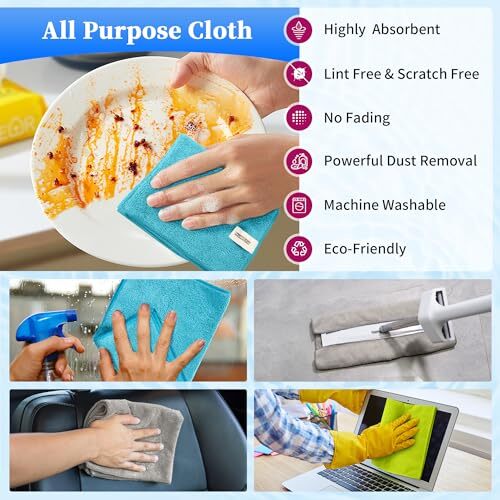 Microfiber Cleaning Cloth – Pack of Multi-Functional 12 3 Colors Assorted