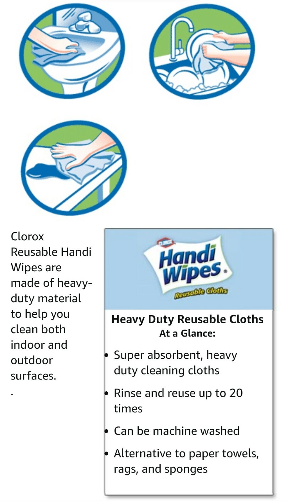 HEAVY DUTY HANDY CLOTHS MULTIPURPOSE ABSORBENT REUSABLE CLEANING TOWELS BLUE