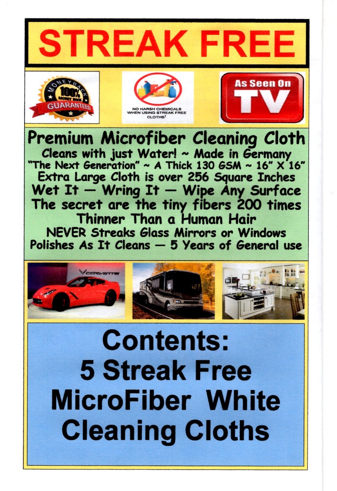 Streak Free MicroFiber Cleaning Cloths 25 Pack FREE Shipping! Dealer Special!