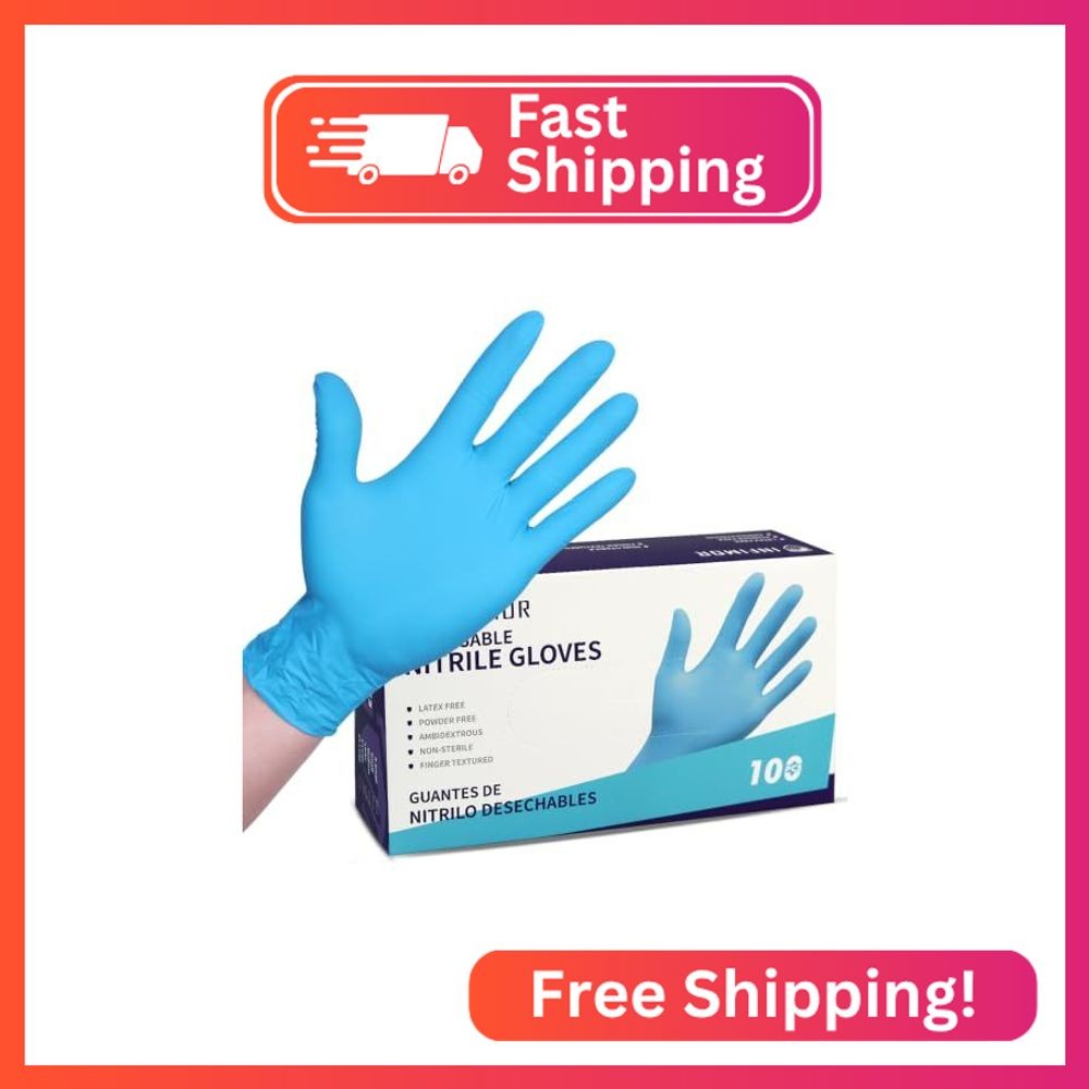 Infimor Disposable Nitrile Gloves, 3mil Disposable, Latex-Free,Powder-Free, 100