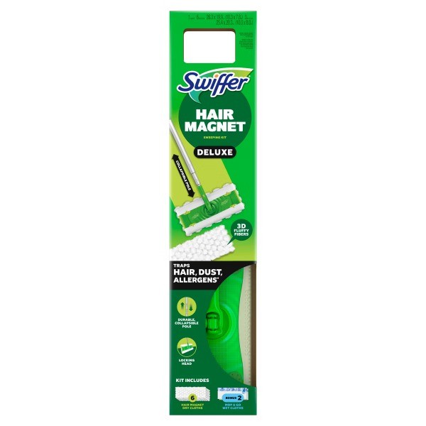 Unscented Sweeper Hair Magnet Deluxe Starter Kit Floor Cleaners – 9pc