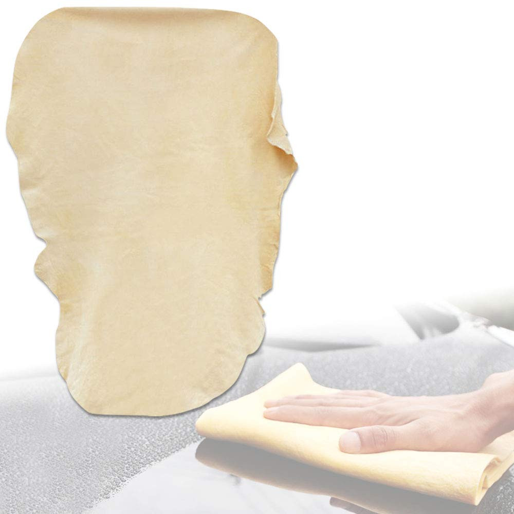 Toalla de gamuza natural para limpieza de piel real y autos Blanco