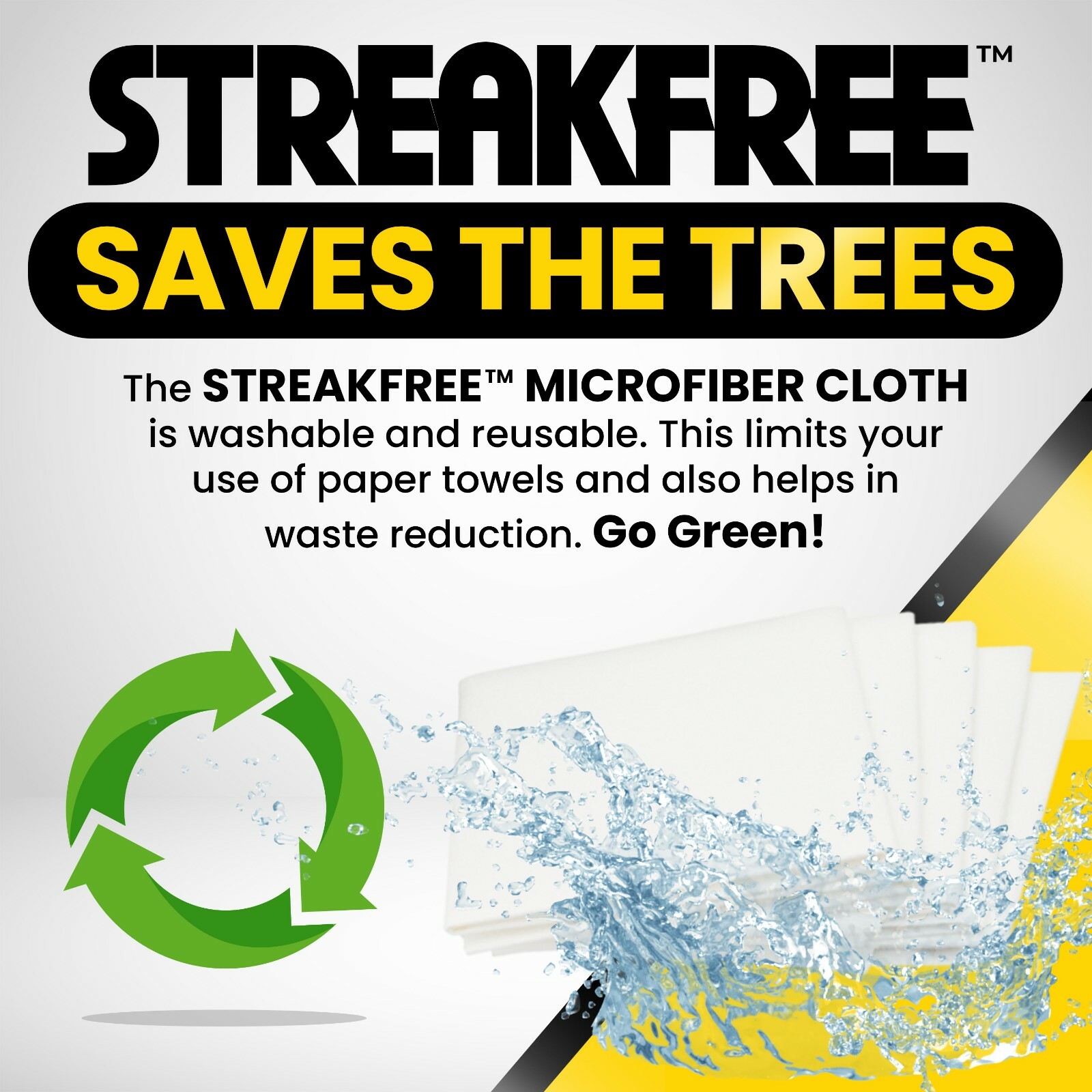 500 White STREAKFREE™ Microfiber Glass and Mirror Cleaning Cloths 16 x 16 inches
