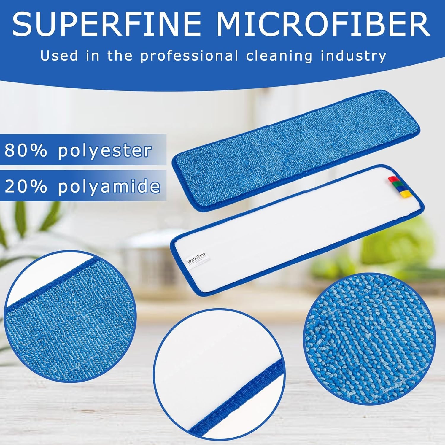 12 Pack Heavy Duty Microfiber Mop Pads for 17-18 Inch Mops – Reusable & Durable