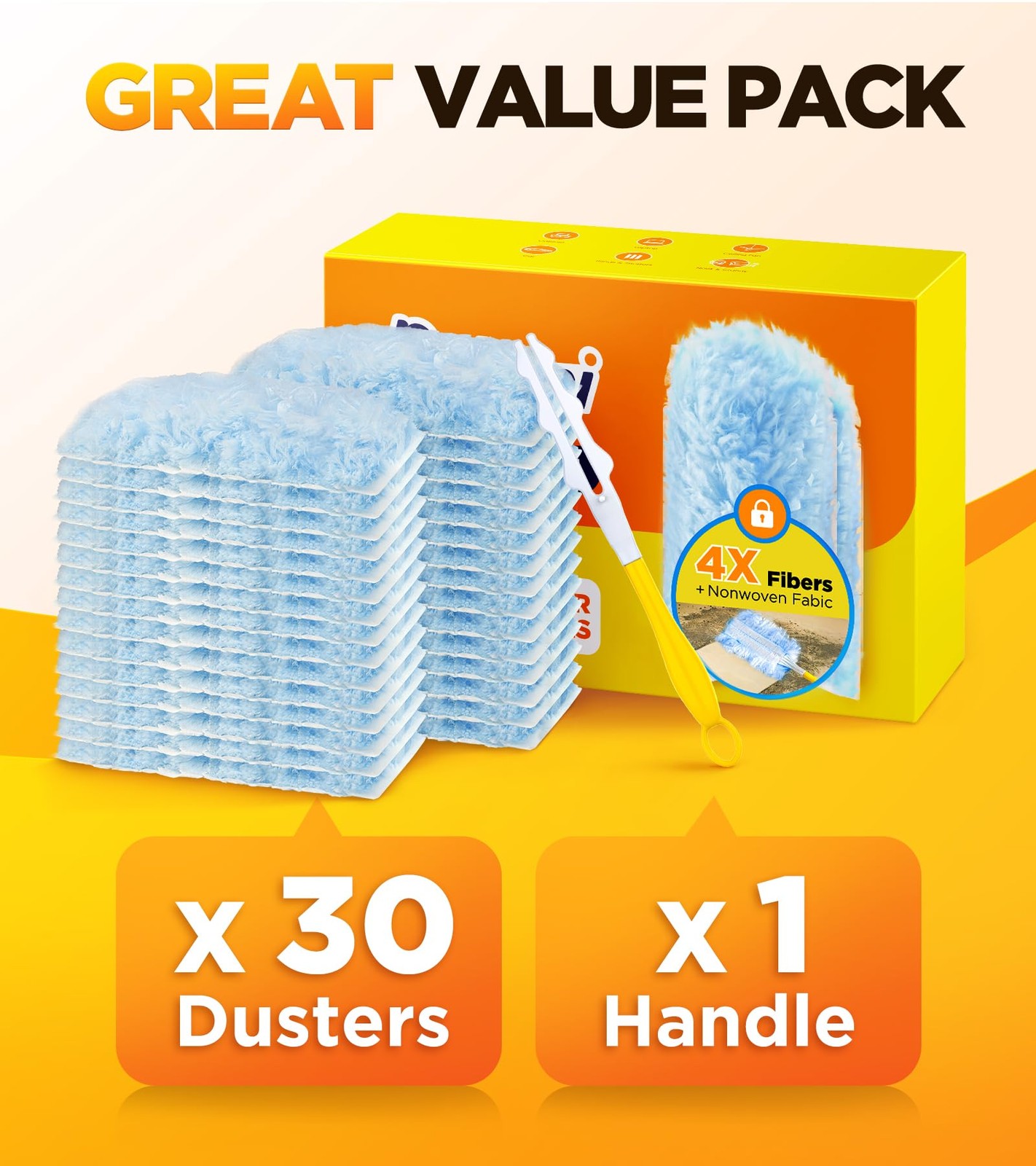 30 Count Duster Refill for Swiffer Duster with 1 Handle, One-Sided Disposable…