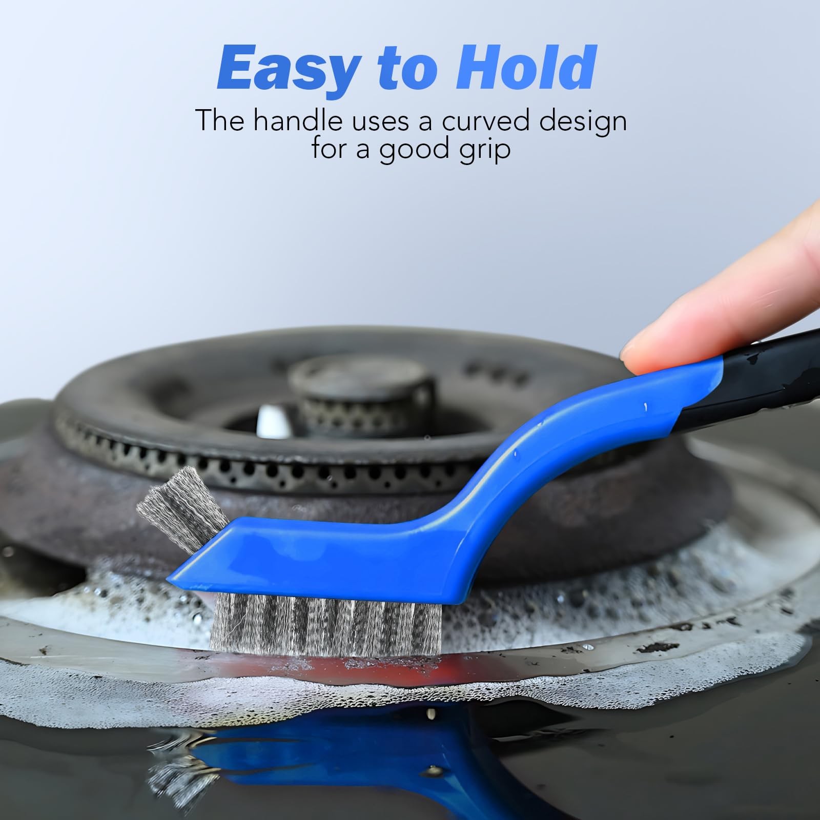 Wire Brush Set, 6 Pcs Stainless Steel/Brass/Nylon Brushes for blue