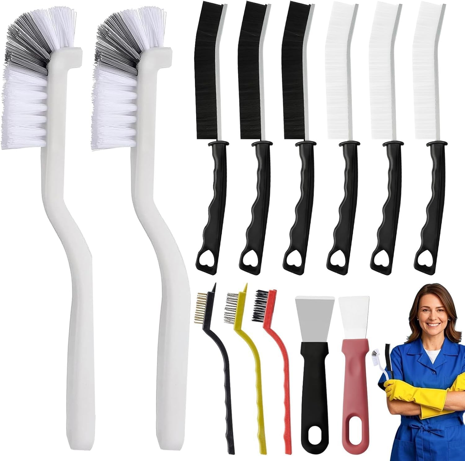 13PCS Crevice Cleaning Brush Set,Multifunctional Cleaning Brush Tools,Hard