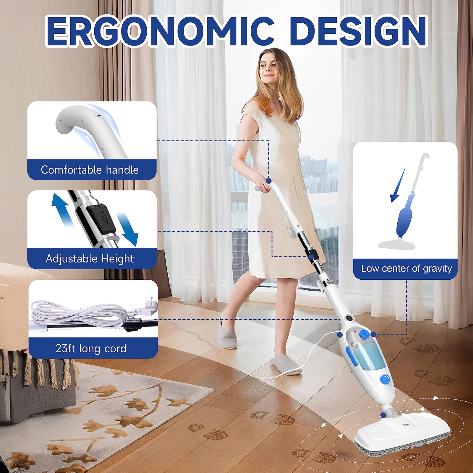 Steam Mop for Floor Cleaning 10in1 Multi Purpose Handheld Steamer Cleaner