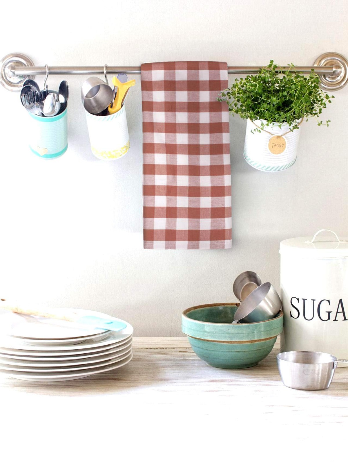 6 Pack Kitchen Towels Buffalo Checks Rust 20×30 Inch 100 Cotton Absorbent