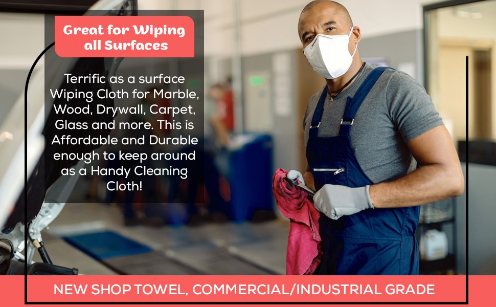 Simpli-Magic Cotton Shop Towels 14″x12″ (90 Pack) – Reusable Cleaning Shop Rags