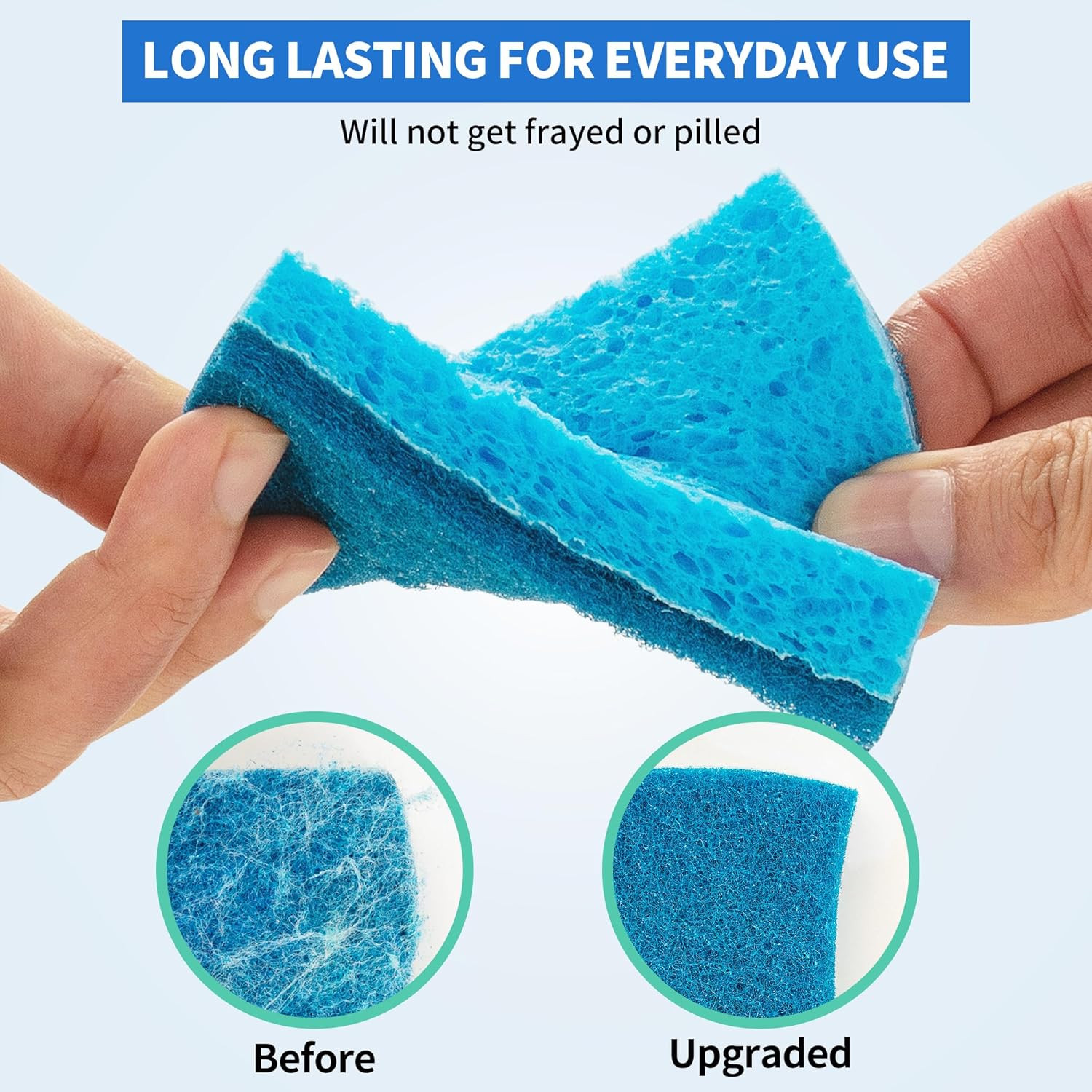 Non-Scratch Cellulose Scrub Sponges 12 Pack, Sponges Kitchen with Double-Side &