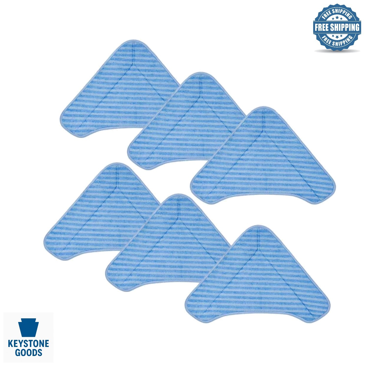 6-Pack Microfiber Replacement Mop Pads for PureClean & Compatible Steam Cleaners