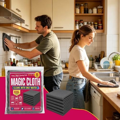 Genie Magic Cleaning Cloth 6-Pack,Microfiber Cleaning Cloths 16×12 Inch,Reusable