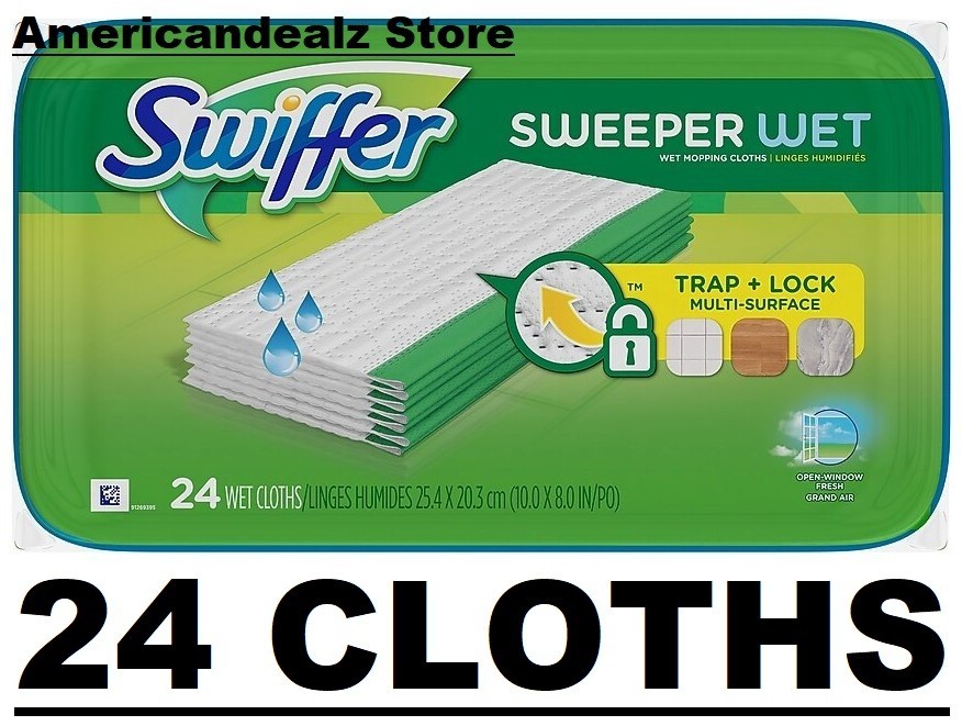 Swiffer Sweeper Wet Multi Surface Mop Pads Open-Window Fresh Scent – 24 Per Box