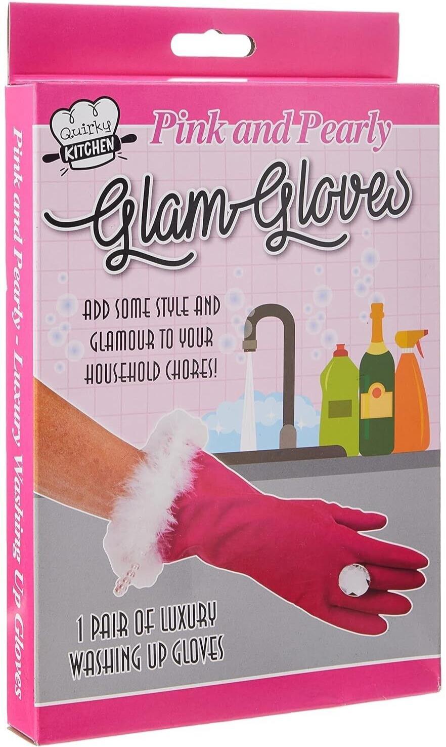 Pink & Pearly Diamond Luxury Glam Gloves – Household Washing Cleaning Kitchen