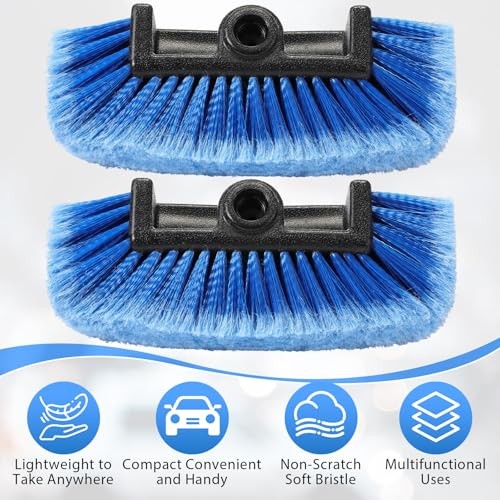 Set of 8 Blue Car Wash Brush Heads with Soft Detailing Bristle Flow Thru