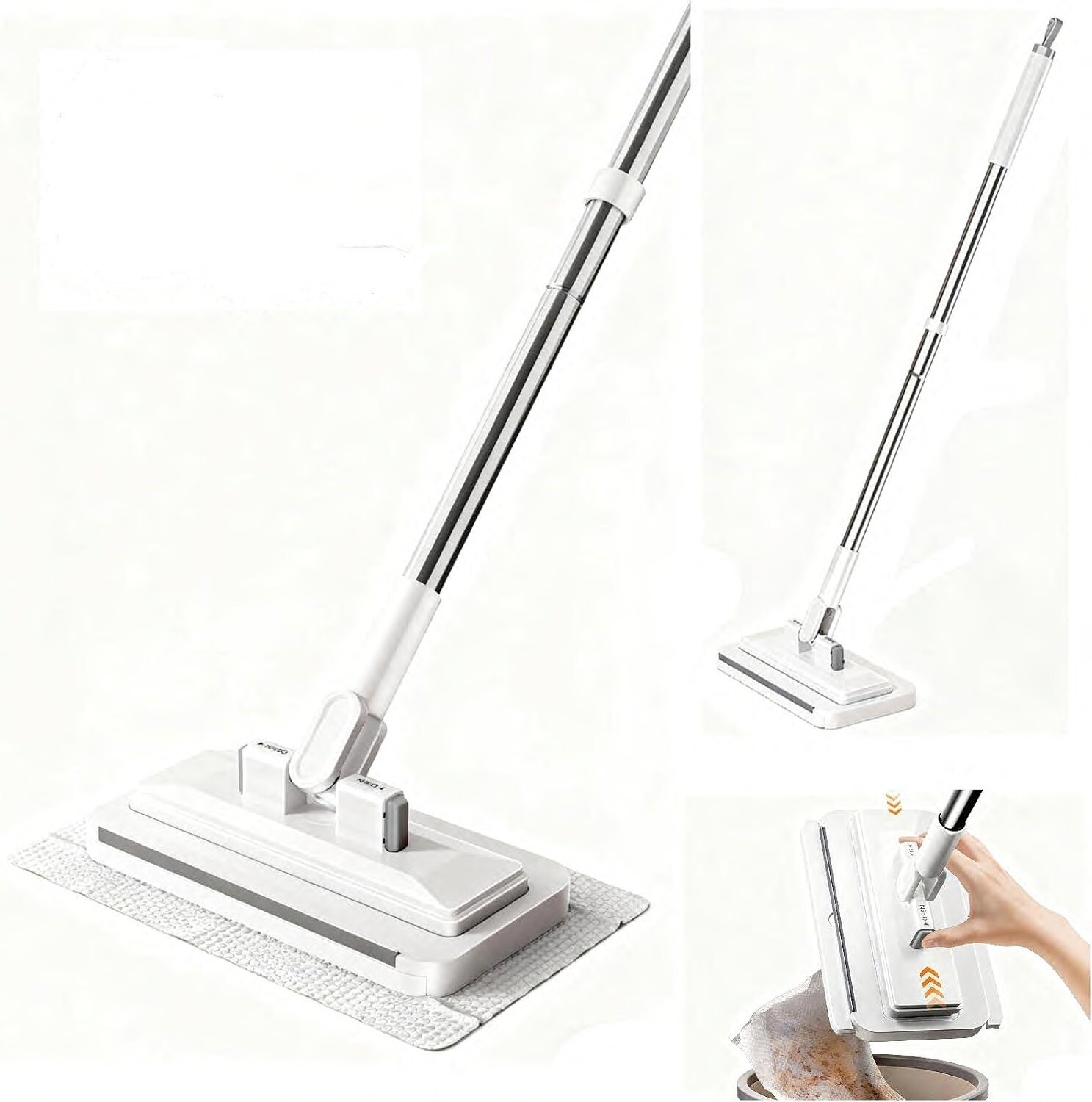 NEW Mini Mop with 39in Handle Zero-Touch Gap Dust Cleaner and Lock Head