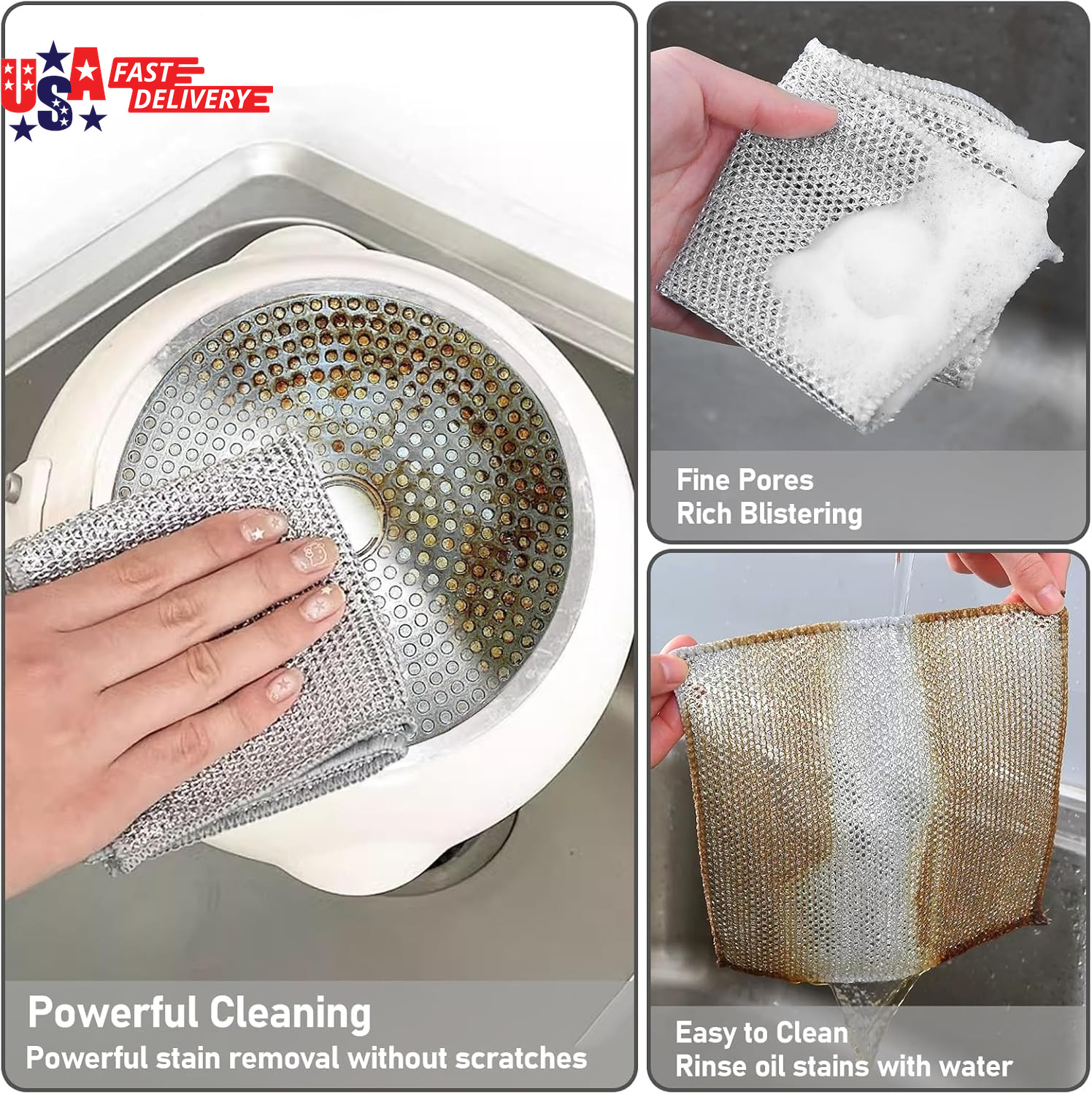 8 Pcs Multipurpose Wire Dishwashing Rags,New Upgrade Non Scratch Wire Dishcloth,