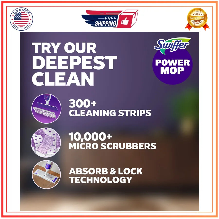 Swiffer PowerMop Multi Surface Floor Cleaning Kit for Wood Tile Vinyl Laminate