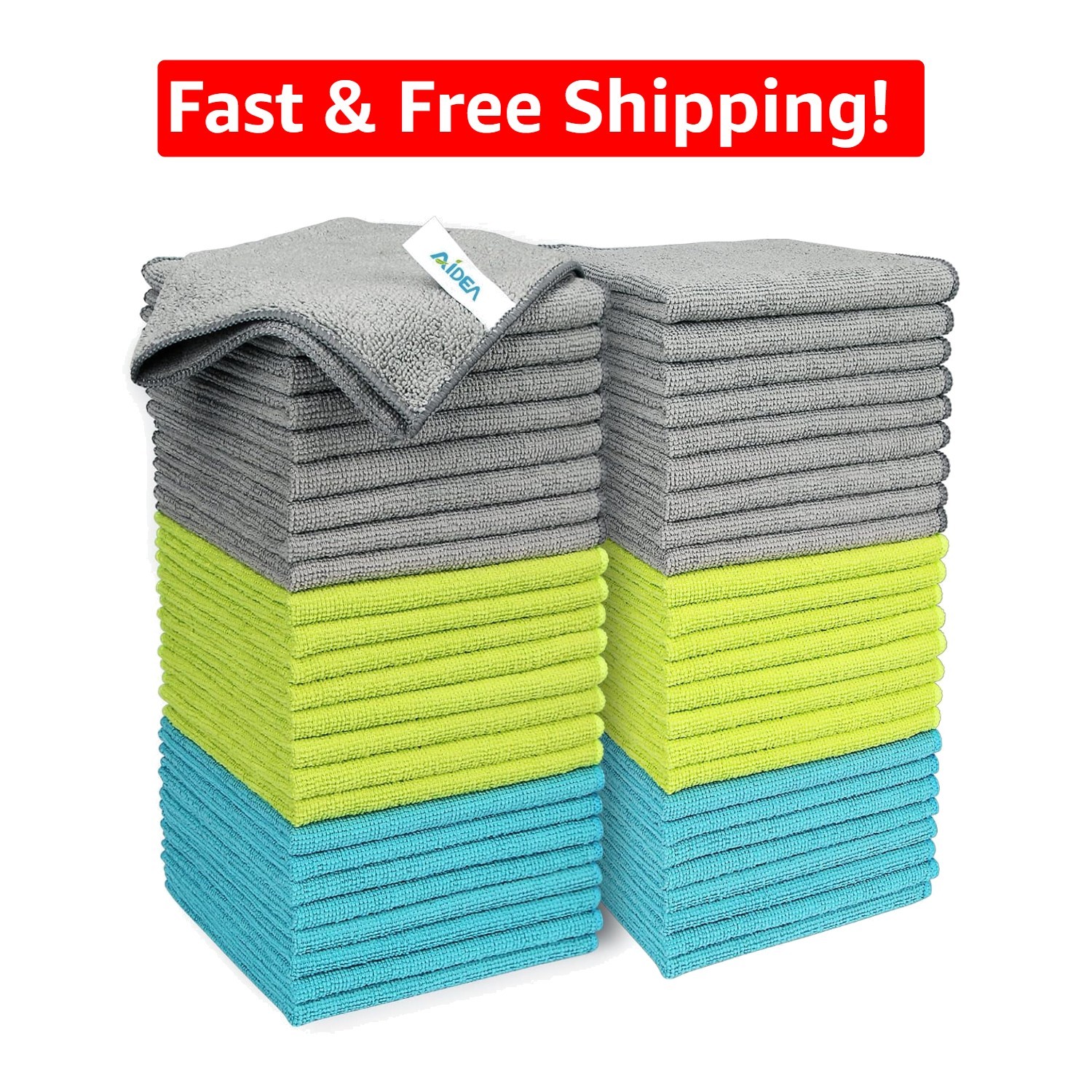 Multi-Colored Microfiber Cleaning Cloths 50PK – Durable, Machine Washable 12×12