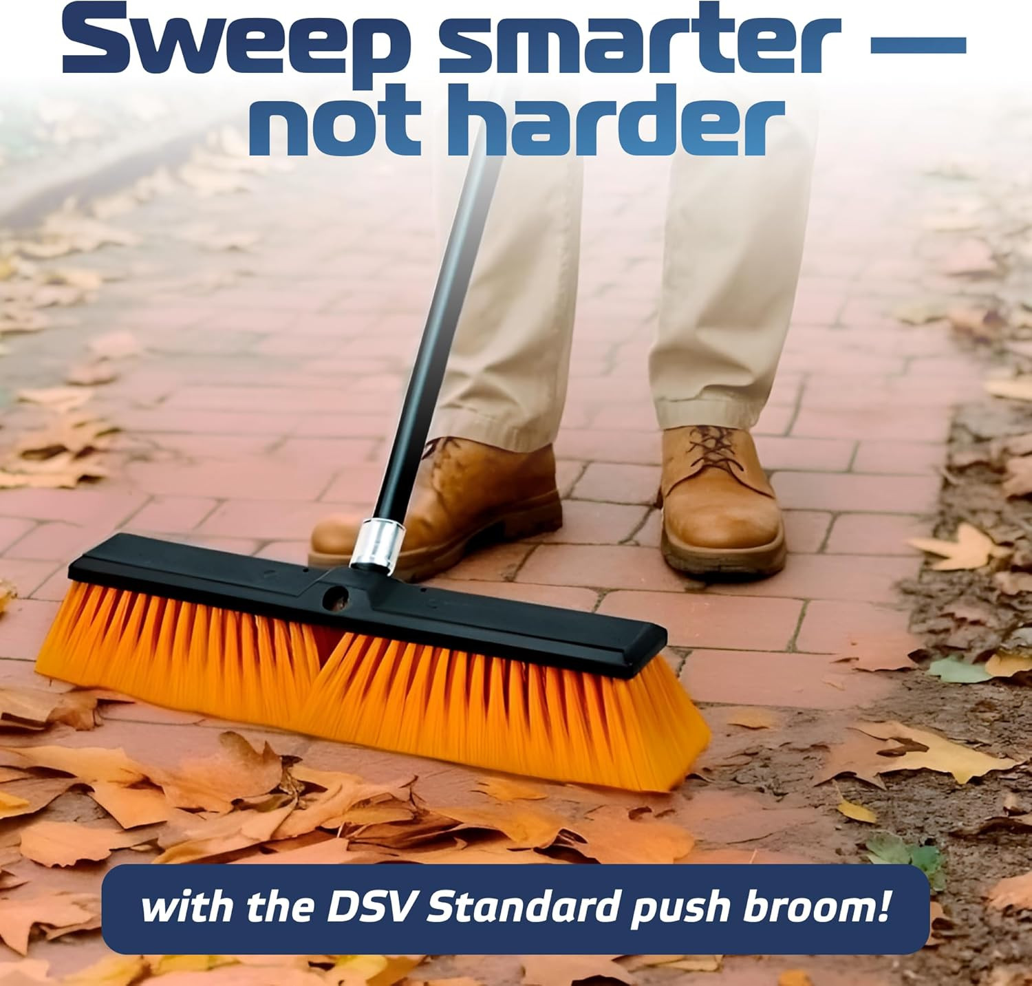 18’’ Push Broom Outdoor Heavy Duty with 59.4’’ Long Handle, Industrial Broom wit