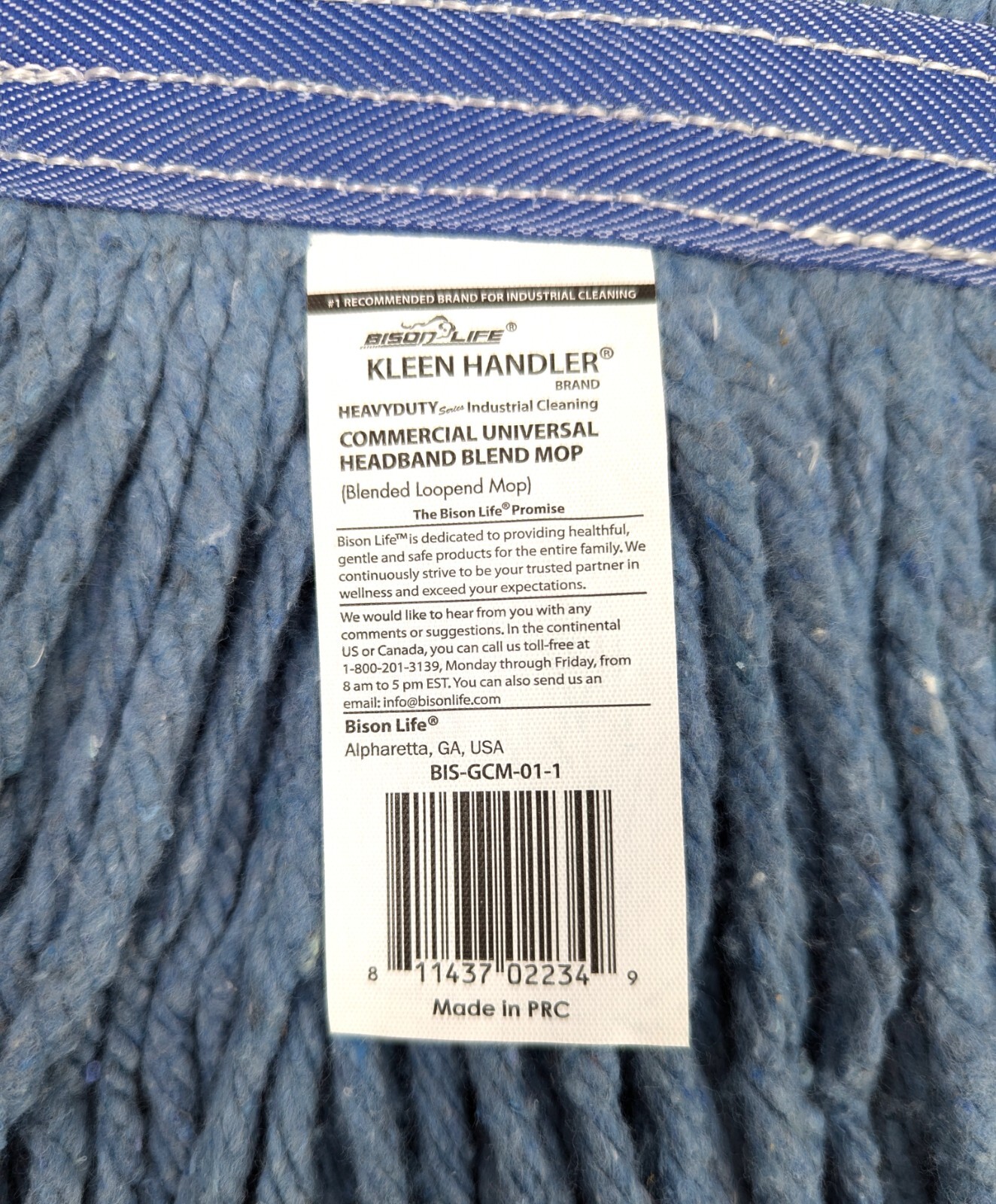 3 Kleen Handler Commercial Mop Head Refills, 6” Universal Headband, Cotton Blend