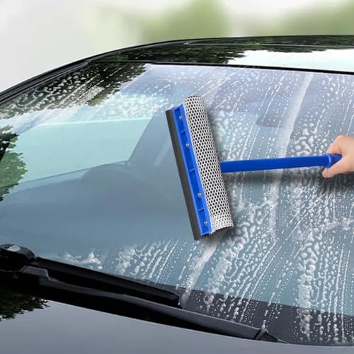 2-in-1 Car Window Squeegee and Sponge Scrubber for Home, Car, Glass, Shower,