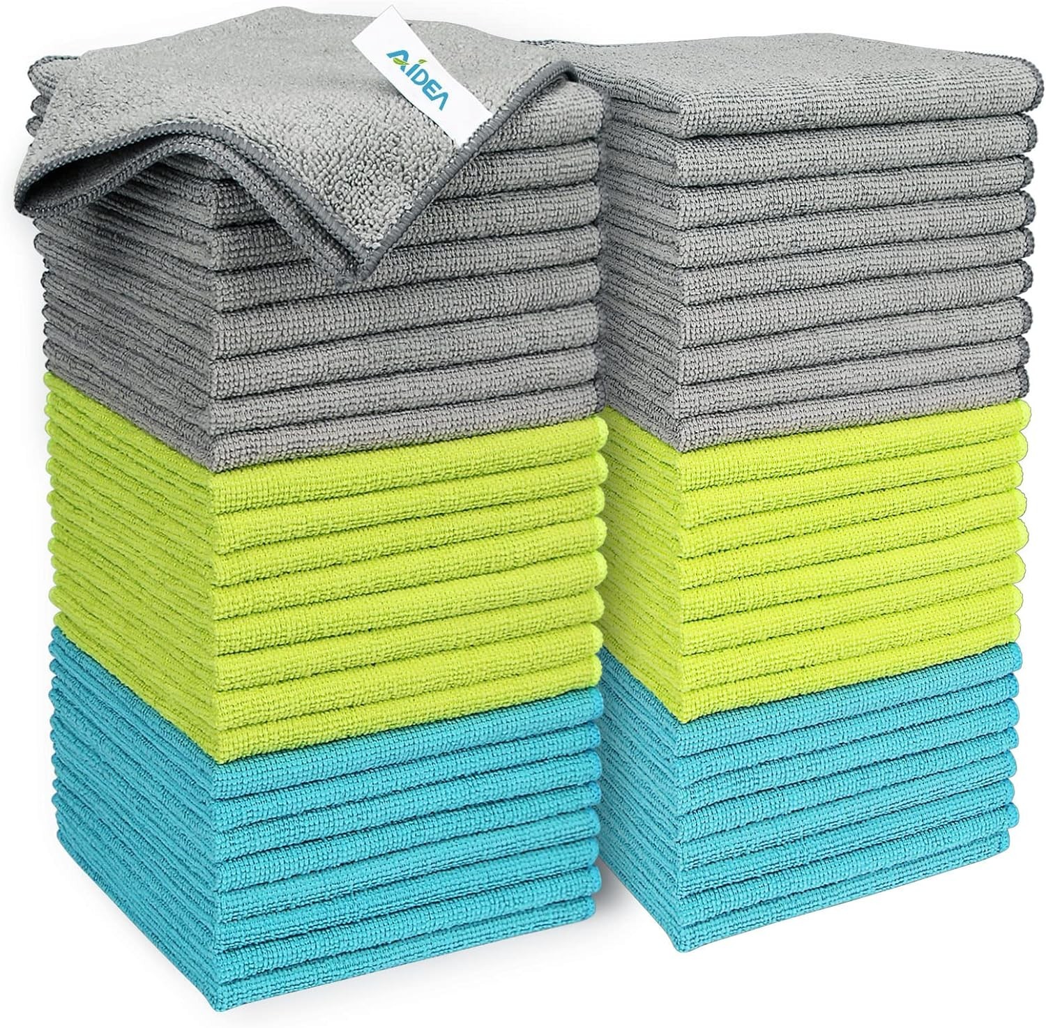 Multi-Colored Microfiber Cleaning Cloths 50PK – Durable, Machine Washable 12×12