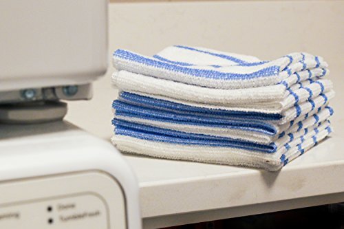 VIKING 449701 Bulk Edgeless Microfiber Cleaning Cloths White and Blue Stripe