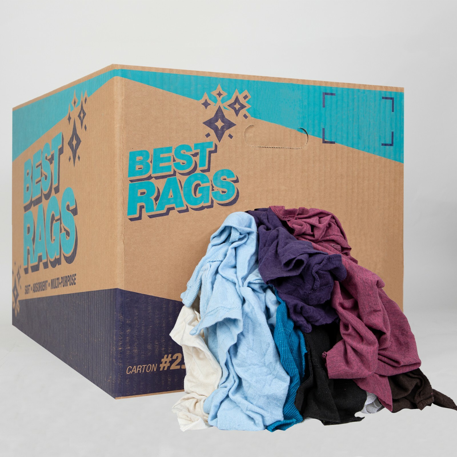 Recycled T-Shirt Rags for Cleaning, Package Size Options, Multi-Purpose, Colors