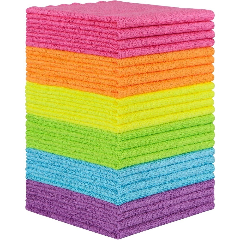Microfiber Cleaning Cloth, 24 Pack Highly Absorbent Cleaning Rags, Household