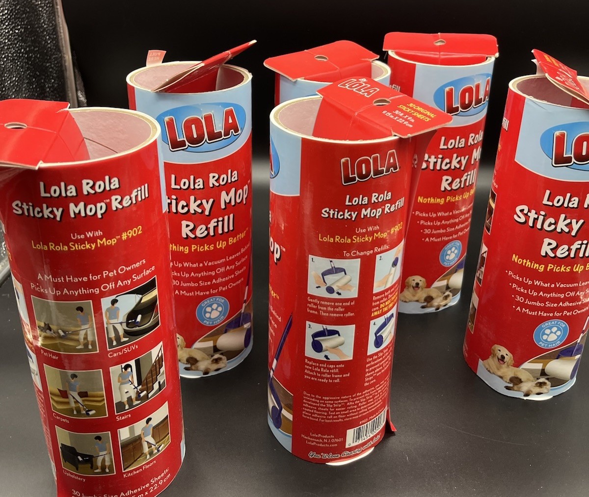 Lola Rola Sticky Mop Refills For Mop #902 Lot Of 6 Rolls 30 Ft Each Roll