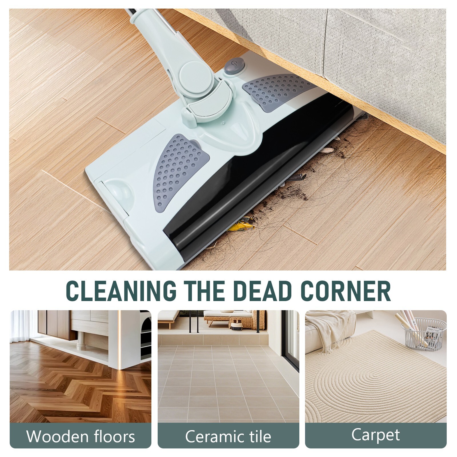 Electric 2 in 1 Carpet Sweeper Vacuum Floor Sweeper Electrostatic Lightweight