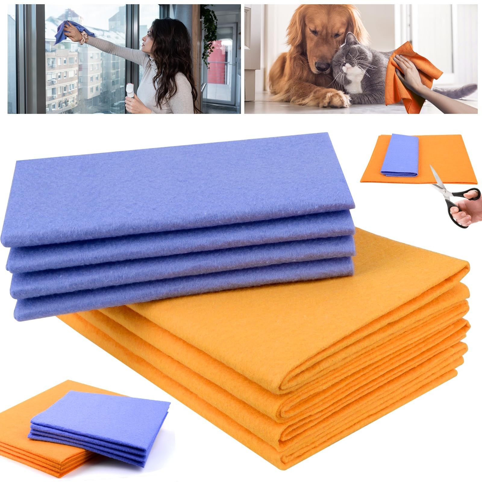 8 Pk Shammy Cloth Towel Cleaning Drying Super Absorbent Reusable Versatile Safe