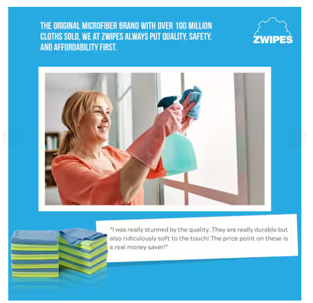 12 in. x 16 in. Multi-Colored Microfiber Cleaning Cloths (12-Pack)- Model # 735