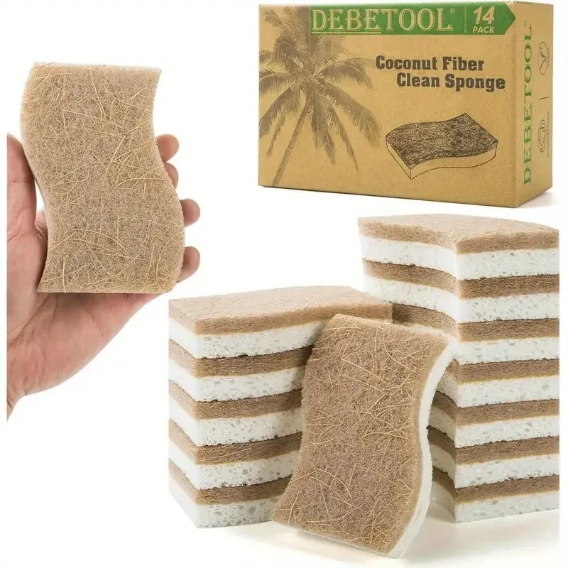 12pcs Kitchen Sponge Natural Biodegradable Eco-Friendly Dish Sponges for Kitchen