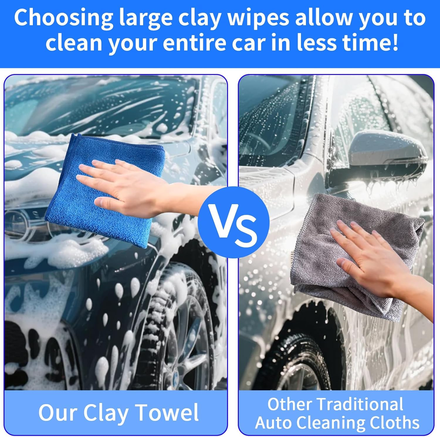 2 Pack Clay Towel Auto Detailing 12 x 12 Inch Fine Grade Clay Bar Towel for Car